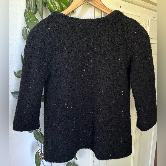 🔥Zara | Women’s black wool blend open front cardigan, black sequin detailing, S - Picture 5 of 7